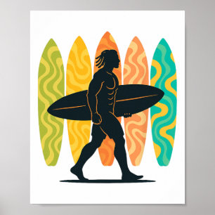 Affiche Planchiste de surf d'été Vague Surf Surfboard Plag