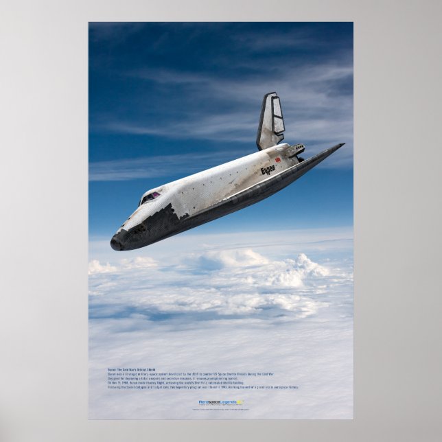 Affiche Plane spatial Bourane descendant à travers les nua (Devant)