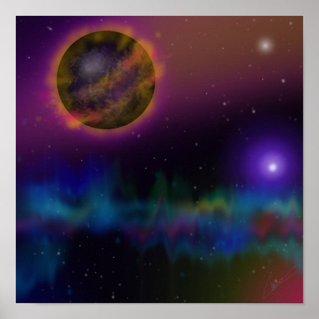 Affiche Planet in Outer Space Digital Painting  (Devant)