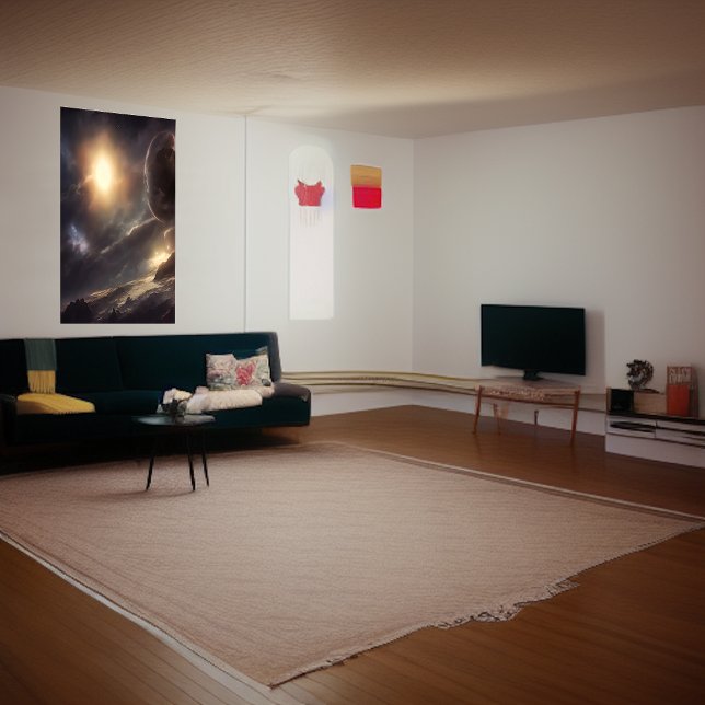 Affiche planète Alien, lune et soleil dans le ciel | Art A (Créateur téléchargé)