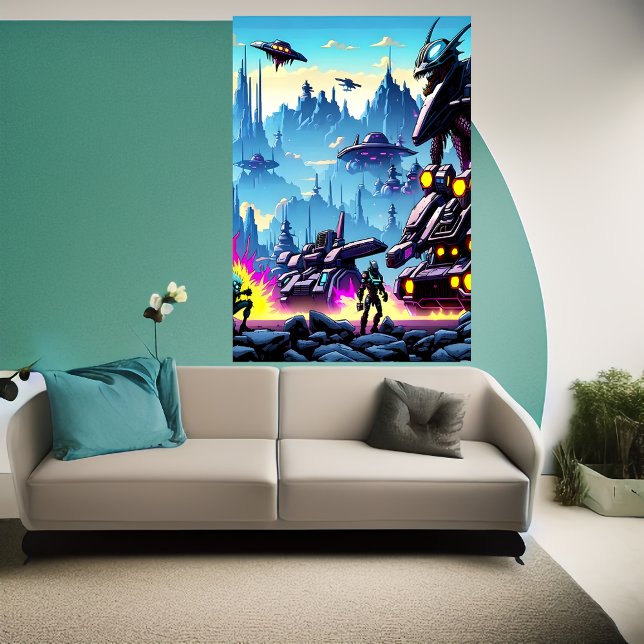 Affiche planète Alien, machine de guerre alien | AI Art Po (Créateur téléchargé)