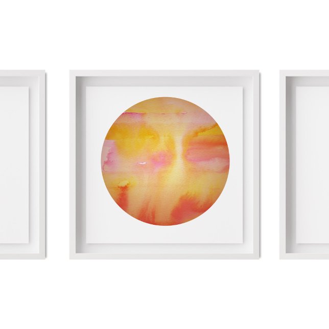 Affiche Planète | Aquarelle Peinture rose orange jaune (Créateur téléchargé)
