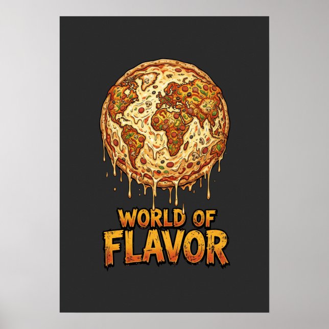 Affiche Planète de surcharge de pizza (Devant)