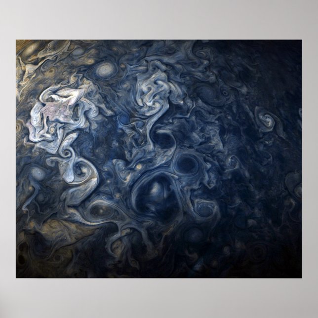 Affiche Planète Jupiter Blues Blue White Juno Cam Swirling (Devant)