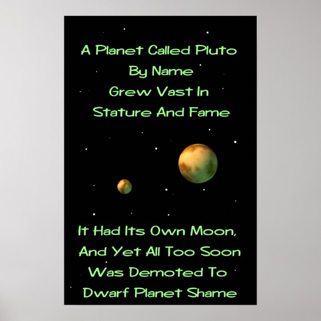 Affiche Planète naine Pluto Limerick (Devant)