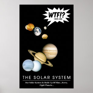 Affiche Planète Pluton WTF!? Drôle de système solaire en c