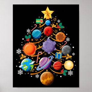Affiche Planètes du système solaire sapin de Noël astronom