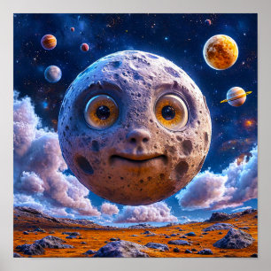 Affiche Planètes lune galaxie