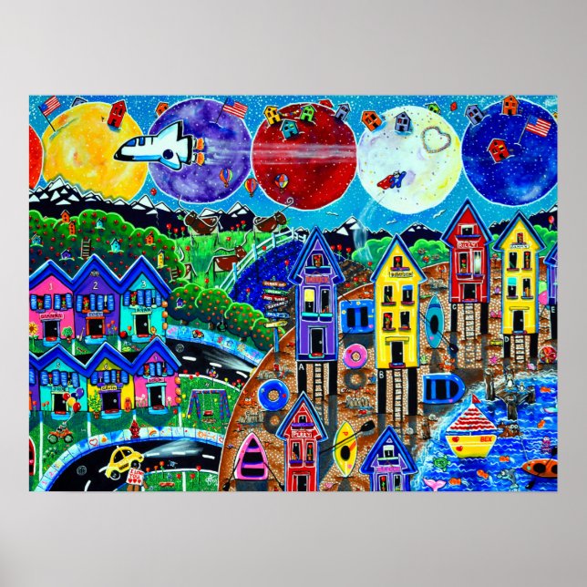 Affiche Planètes pour enfants Navette spatiale World Ocean (Devant)