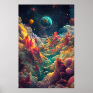 Affiche Planètes psychédéliques d'un paysage Alien