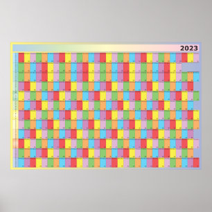 Affiche Planificateur annuel 2023 jour de couleur spécifiq