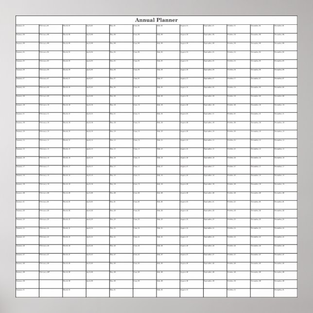 Affiche Planificateur annuel générique (Devant)