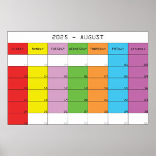 Affiche planificateur de calendrier de jours de couleur ao