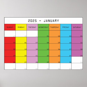 Affiche planificateur de calendrier de jours de couleur ja
