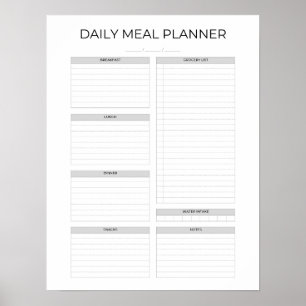 Affiche Planificateur de repas quotidien Simple Design M