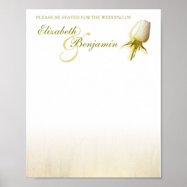 Affiche Planificateur de table de mariage à bud de rose bl (Devant)