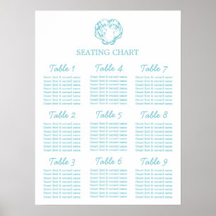 Affiche Planificateur de table de mariage coquille de clam
