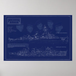 Affiche Plans de navire USS The Sullivans