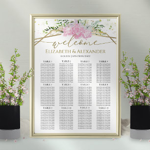Affiche Plans de table de mariage printanier aux fleurs sa