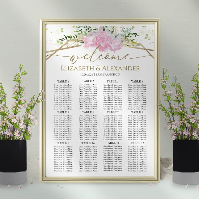 Affiche Plans de table de mariage printanier aux fleurs sa (Créateur téléchargé)