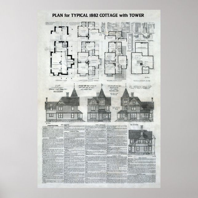 Affiche PLANS et SPECS pour le VICTORIAN HOME TYPICAL 1882 (Devant)