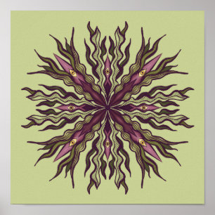 Affiche Plante à œil psychédélique - Mandala botanique sur