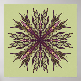 Affiche Plante à œil psychédélique - Mandala botanique sur