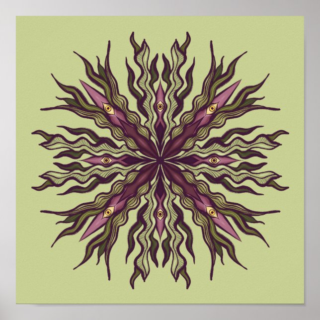 Affiche Plante à œil psychédélique - Mandala botanique sur (Devant)