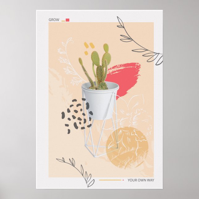 Affiche Plante Abstrait Cactus (Devant)