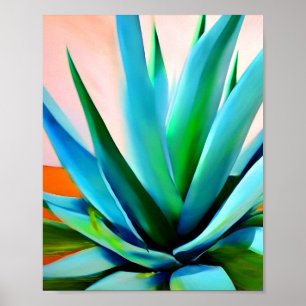 Affiche Plante bleu et vert Agave