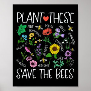 Affiche Plante Ces Sauvez les abeilles Fleur sauvage Jour