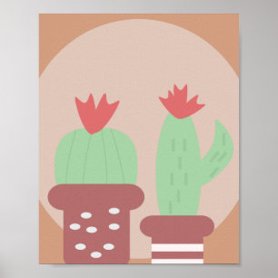 Affiche Plante de cactus en pot en argile et formes d'art
