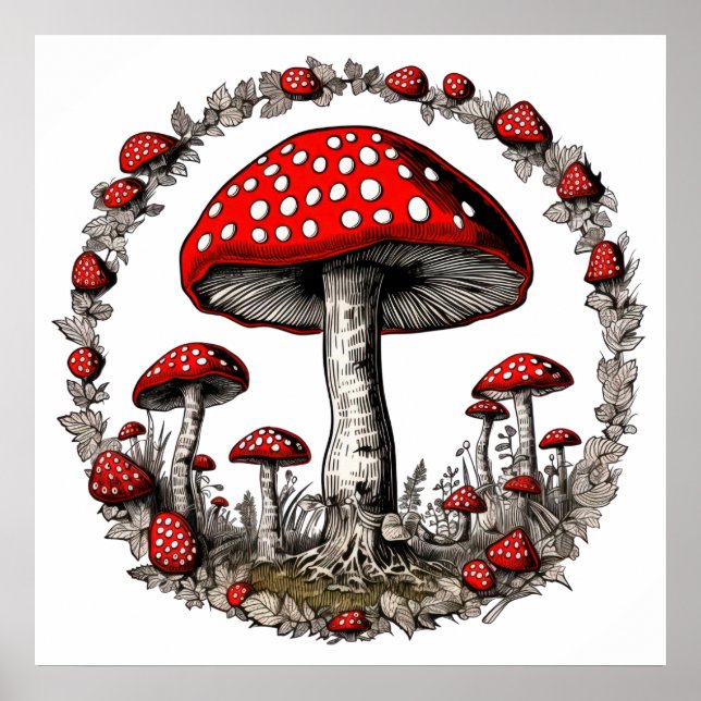 Affiche Plante de champignon agare de champignons (Devant)