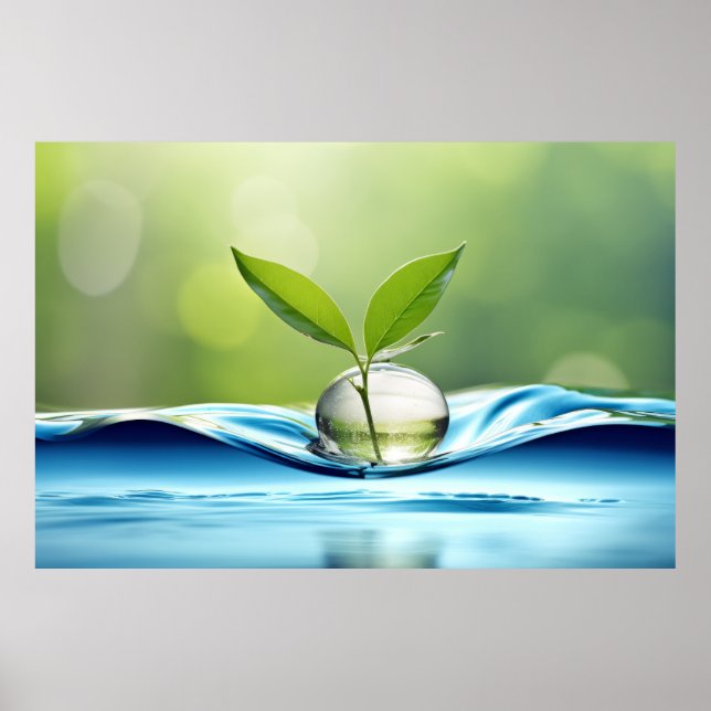 Affiche Plante de goutte d'eau nature paisible (Devant)