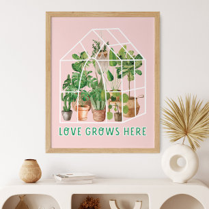 Affiche Plante de maison tropicale mignonne à l'aquarelle 