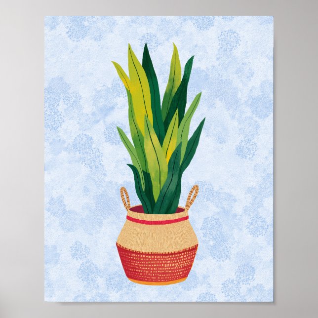 Affiche Plante de serpent bleu peint (Devant)