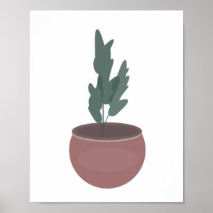 Affiche Plante en Argile Pot Vert Feuille d'Art Mur