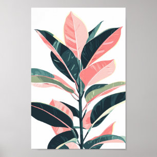 Affiche Plante en caoutchouc rose et verte 🌿🌸