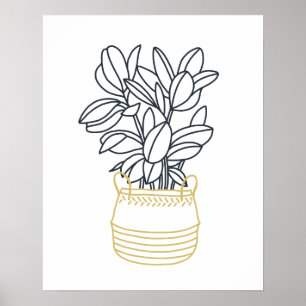 Affiche Plante en pot de moutarde noire minimale en panier