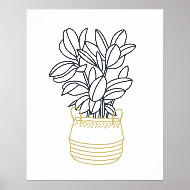 Affiche Plante en pot de moutarde noire minimale en panier (Devant)
