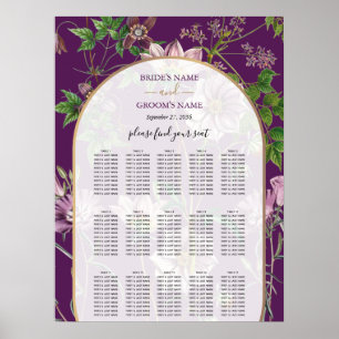 Affiche Plante Florale Vert Or Mariage Carte de siège