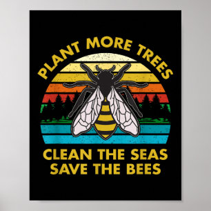 Affiche Plante Plus D'Arbres Nettoyer La Mer Sauver Les Ab