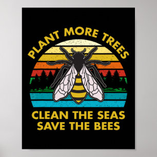 Affiche Plante Plus D'Arbres Nettoyer La Mer Sauver Les Ab