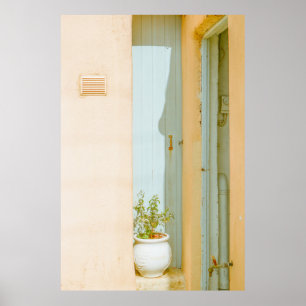 AFFICHE PLANTE VERT AVEC VASE CÉRAMIQUE À CÔTÉ DU BOIS BLA