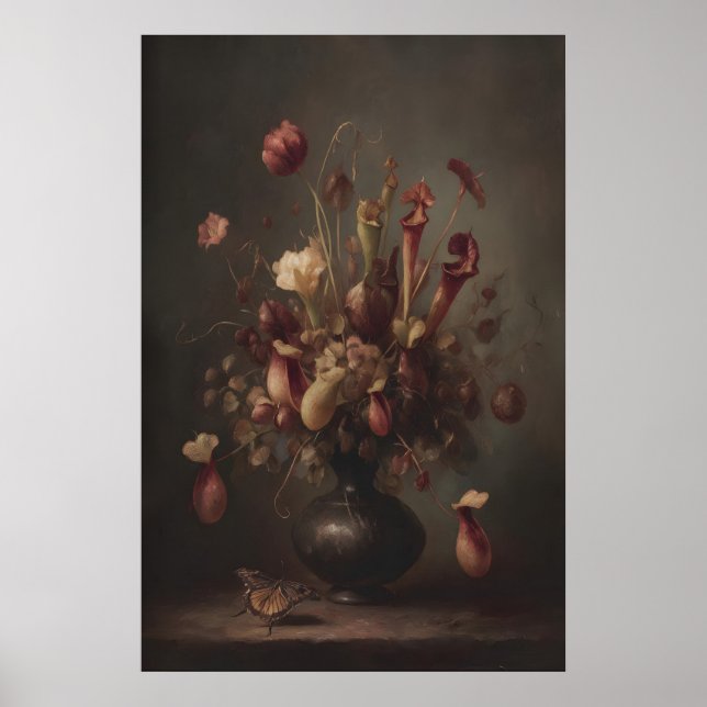 Affiche Plantes à piège et floraux sauvages de papillon da (Devant)
