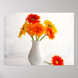 Affiche Plantes de couleur de chute en Vase blanc photo