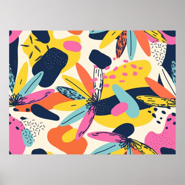 Affiche Plantes de jungle exotique moderne motif d'illustr (Devant)