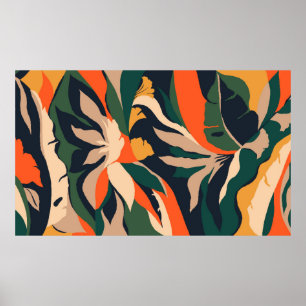 Affiche Plantes de jungle exotique moderne motif d'illustr