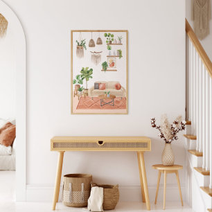 Affiche Plantes d'intérieur à l'aquarelle dans une maison