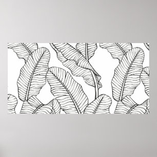 Affiche Plantes tropicaux et fleurs motif sans couture. Ju